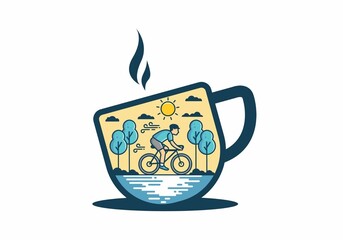 Wall Mural - illustration badge of riding bicycle
