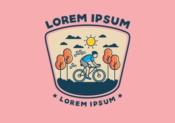 Wall Mural - illustration badge of riding bicycle