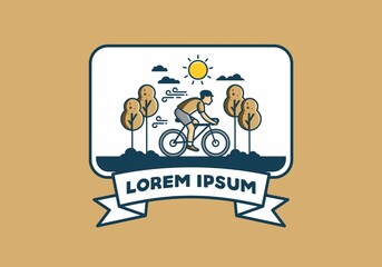 Wall Mural - illustration badge of riding bicycle