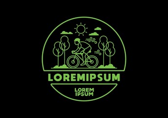 Wall Mural - illustration badge of riding bicycle