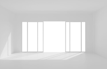 Poster - White room interior space for background with soft shadow.