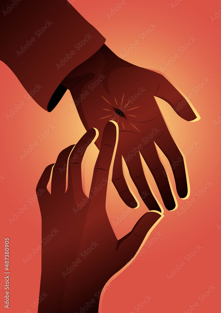 Apostle Doubting Thomas And Jesus Christ Stock Vector Adobe Stock