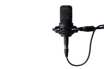 Canvas Print - Black studio condenser microphone on white background