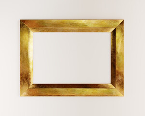 Canvas Print - Gold vintage frame on white background. 3D render. 3D illustration.