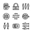 Sardine icons set outline vector