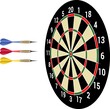 isolated dartboard and dartsmith