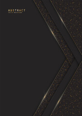 Canvas Print - Vector black luxury layered background with glitter, sparkles, elegant gold border and copy space. Premium decorative celebratory paper cut design template of invitation, brochure, notebook or card