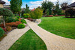 Front yard, landscape design with multicolored