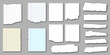 Set of notebook torn pages and pieces of ripped paper for notes. Vector illustration