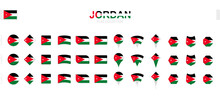Large Collection Of Jordan Flags Of Various Shapes And Effects.