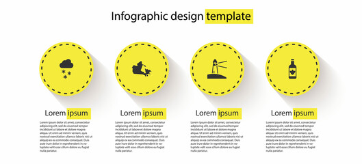 Sticker - Set Cloud with snow, Canada map, Lighthouse and Beer bottle. Business infographic template. Vector