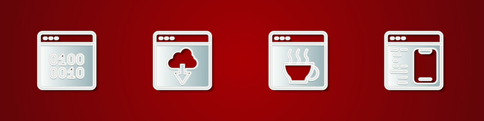 Set Binary code, Cloud technology data transfer, Software and icon. Vector