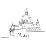 Fototapeta  - Vistillas Madrid Spain in single continues line drawing