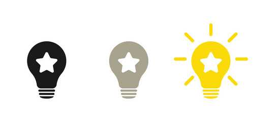 Poster - Star icon set with light bulb. illustration