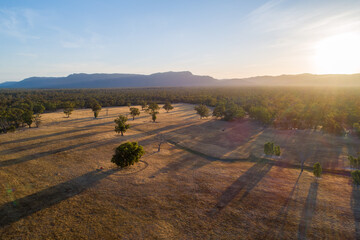 Wall Mural - Beautiful sunset over Australian outback - aerial view