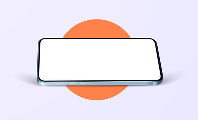 Aufkleber - Smartphone mock up. Modern frameless smartphone, generic cell phone device side, isometric view design. Template for infographics or presentation UI design interface. Vector illustration