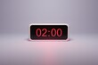 © mattiagenini - 3d alarm clock displaying current time with hour and minute 02.00 2 am - Digital clock with red numbers - Time to wake up, attend meeting or appointment - Ring bounce alarm clock background image
