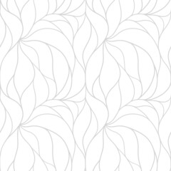 Wall Mural - Elegant seamless floral pattern. Wavy vector abstract background. Stylish monochrome linear texture.