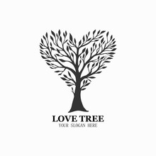 Love Tree Logo Vector, Ecology Garden Icon Design Illustration