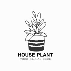 Poster - House plant vector art, house plant logo icon illustration, florist logo