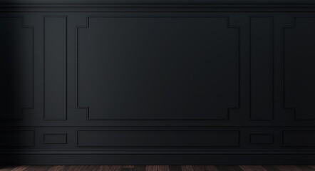 Classic luxury black empty interior with wall molding panels