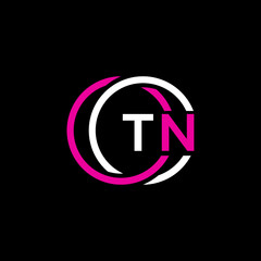 Fototapete - TN logo monogram isolated on circle element design template, TN letter logo design on black background. TN creative initials letter logo concept. TN letter  design.