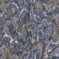 Wall Mural - Navy blue yellow marbled seamless texture. Irregular color ink blotched paint effect background. Marble irregular swirl allover print. Modern trendy wallpaper tile