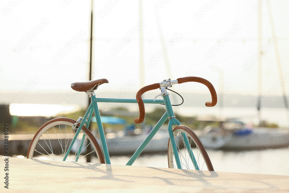 Stylish bicycle on city street