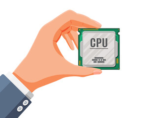 Poster - Computer Processor Chip in Hand