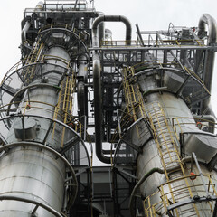 Wall Mural - Two absorption columns at the gas processing plant.