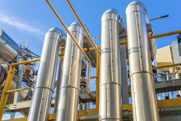 Wall Mural - Metal pipes stand at a gas processing plant.