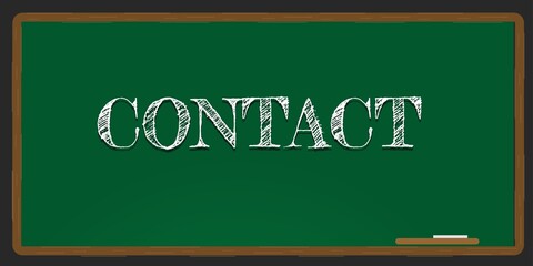 Poster - Illustration depicting a green chalkboard with a contact concept written on it in white.