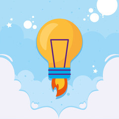 Wall Mural - Light bulb rocket