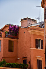 Poster - A vertical shot of a classic orange building in Rome, Italy