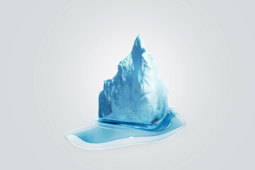Wall Mural - iceberg melts on a white background. global warming and melting glaciers, concept