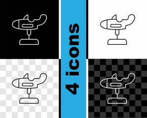 Wall Mural - Set line Swing plane on the playground icon isolated on black and white, transparent background. Childrens carousel with plane. Amusement icon. Vector