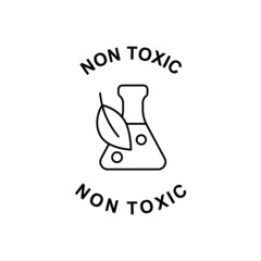 non toxic label icon in black line style icon, style isolated on white background