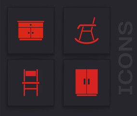 Wall Mural - Set Wardrobe, Furniture nightstand, Armchair and Chair icon. Vector