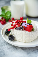 Wall Mural - cottage cheese with fresh berries