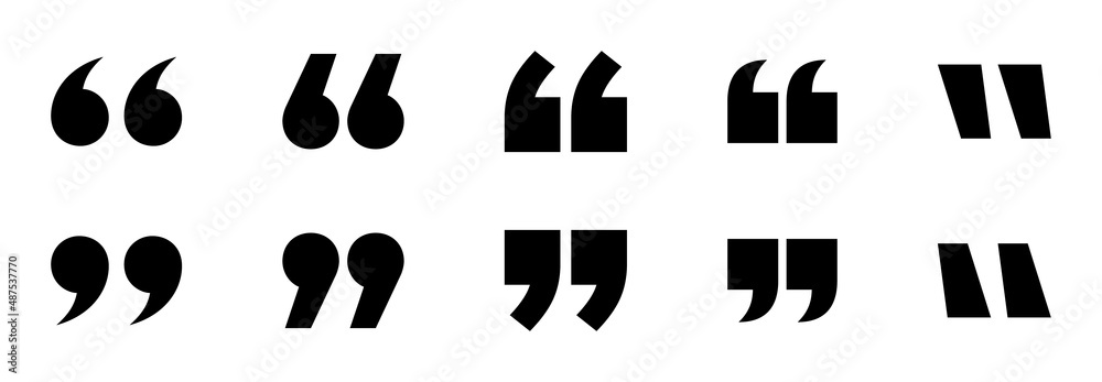 Quotation Marks Icon Set. Set of Quotation Mark Icons or Symbols. Flat ...