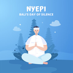 Wall Mural - Happy Nyepi or Bali's silence day greeting post