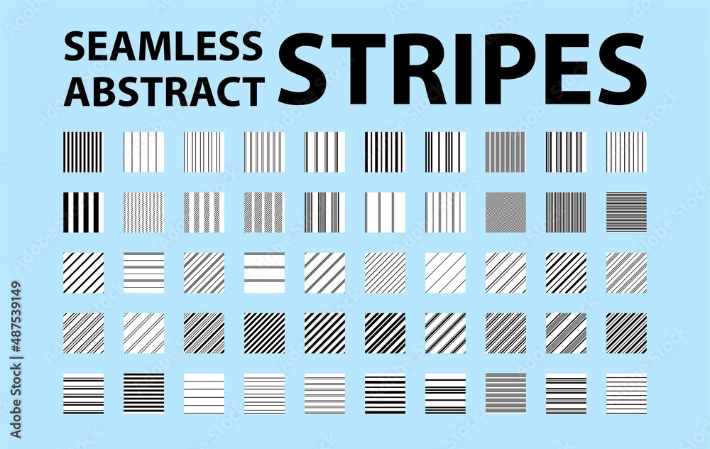 Big set of 50 seamless simple abstract striped patterns. Good for ...
