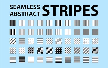 Big set of 50 seamless simple abstract striped patterns. Good for vector swatches.