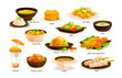 Indian cuisine traditional food set. India dishes menu restaurant breakfast dinner