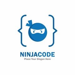 Ninja code vector logo design Suitable for business, web, computer, security and technology