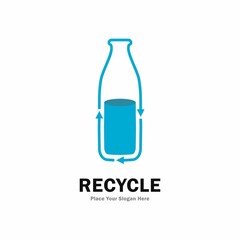 Wall Mural - Plastic bottle recycle vector logo design. Suitable for business, nature, industry and art