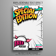 Wall Mural - Comic magazine template with editable text effect