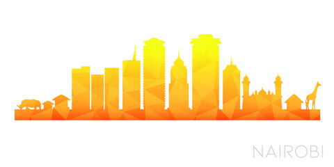 Poster - Nairobi, Kenya Low Poly Skyline Clip Art City Design. Geometric Polygon Graphic Horizon Icon. Vector Illustration Symbol.