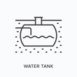 Water tank flat line icon. Vector outline illustration of underground reservoir. Black thin linear pictogram for liquid storage
