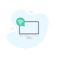 Poster - Computer monitor with WiFi icon in excellent flat design. Vector illustration eps10